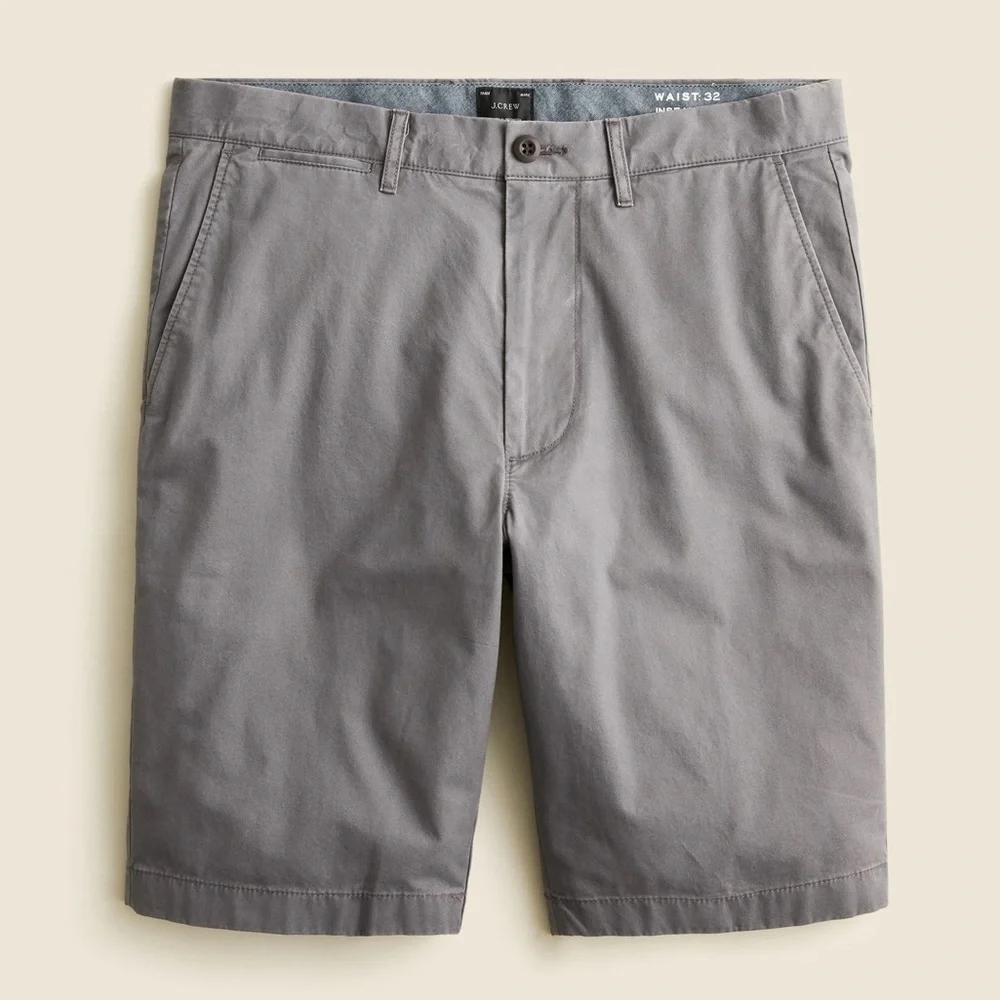 J Crew 10.5” Stretch Chino Shorts For Men Size 36 Gray Neutral Casual Golf Polo